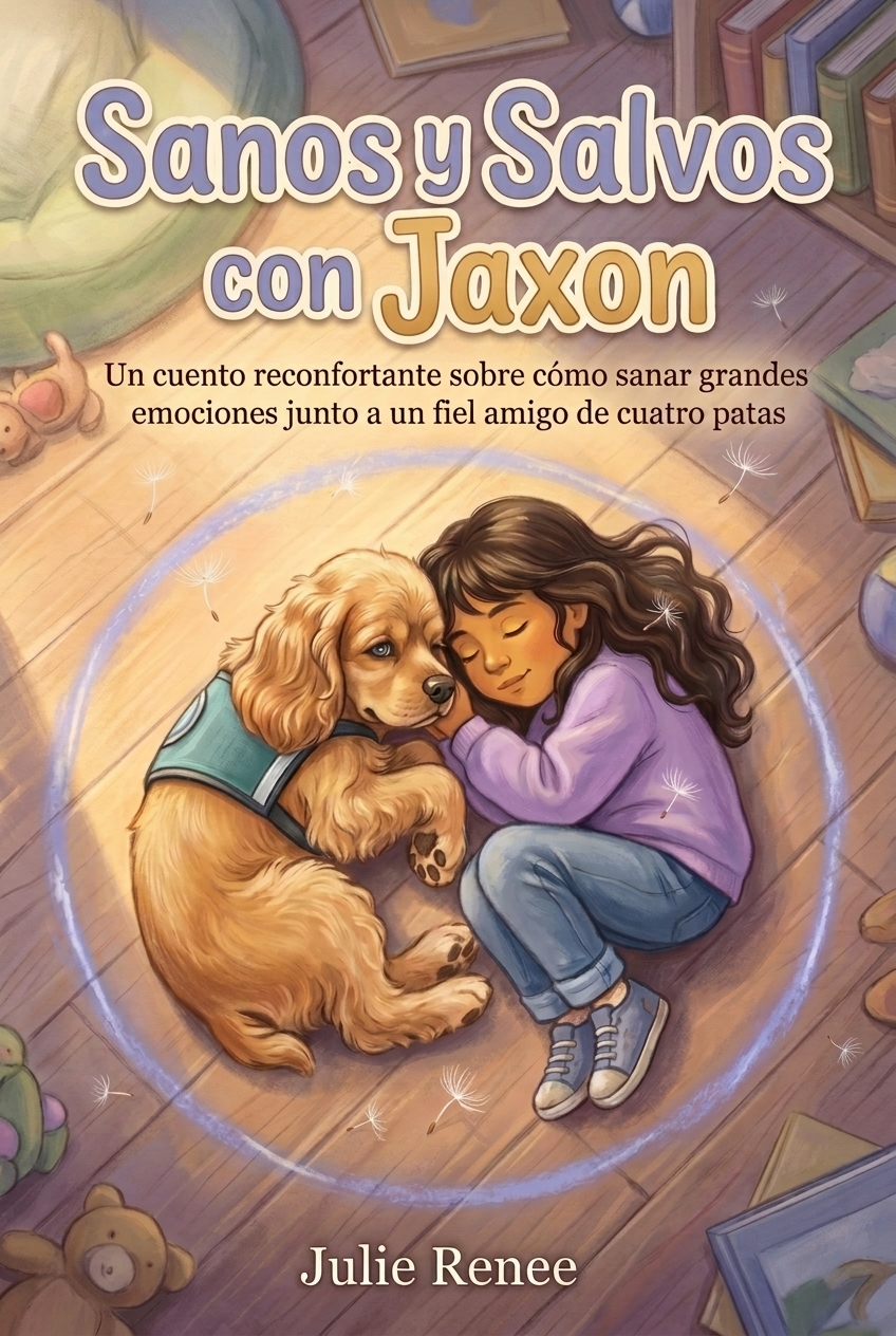 Sanos y Salvos con Jaxon book cover, by Julie Renee — Spanish edition